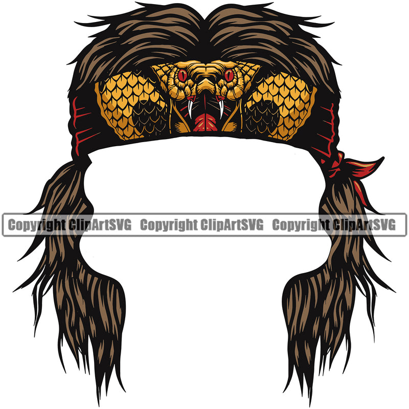 Rockstar Long Hair Snake Headband Design Element Musical Instrument Music Band Orchestra Concert Acoustic Jazz Classical Musician Rock And Roll Sound Logo Clipart SVG