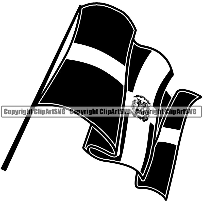 Country Map Nation Dominican Republic Flag Pole Wavy Black Color Design Element Emblem Badge Symbol Icon Official Latin Latino Latina Spanish Caribbean Design Logo Clipart SVG