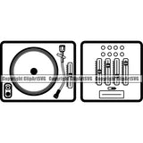 DJ Music Disc Dee Jay Party Disco Mixer Player Recorder Vector Design Element Sound Audio Night Club Dance Entertainment Nightlife Disc Jockey Spin Vinyl Spinning Equipment Clipart SVG