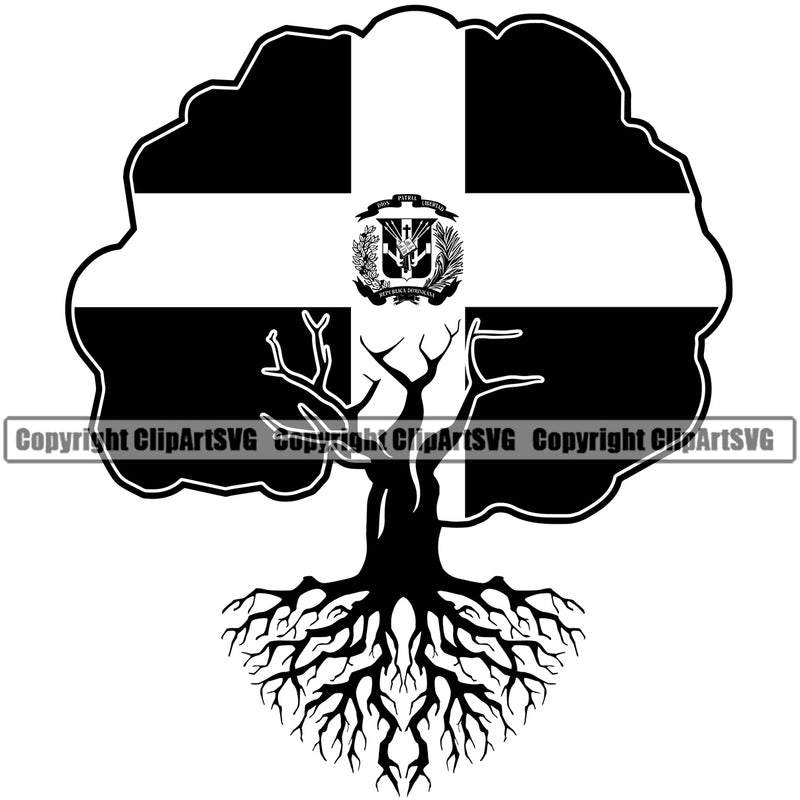 Country Map Nation National Dominican Republic Tree Roots Born Flag Design Element Emblem Latina Spanish Caribbean Island Symbol Icon Global Official Sign Logo Clipart SVG
