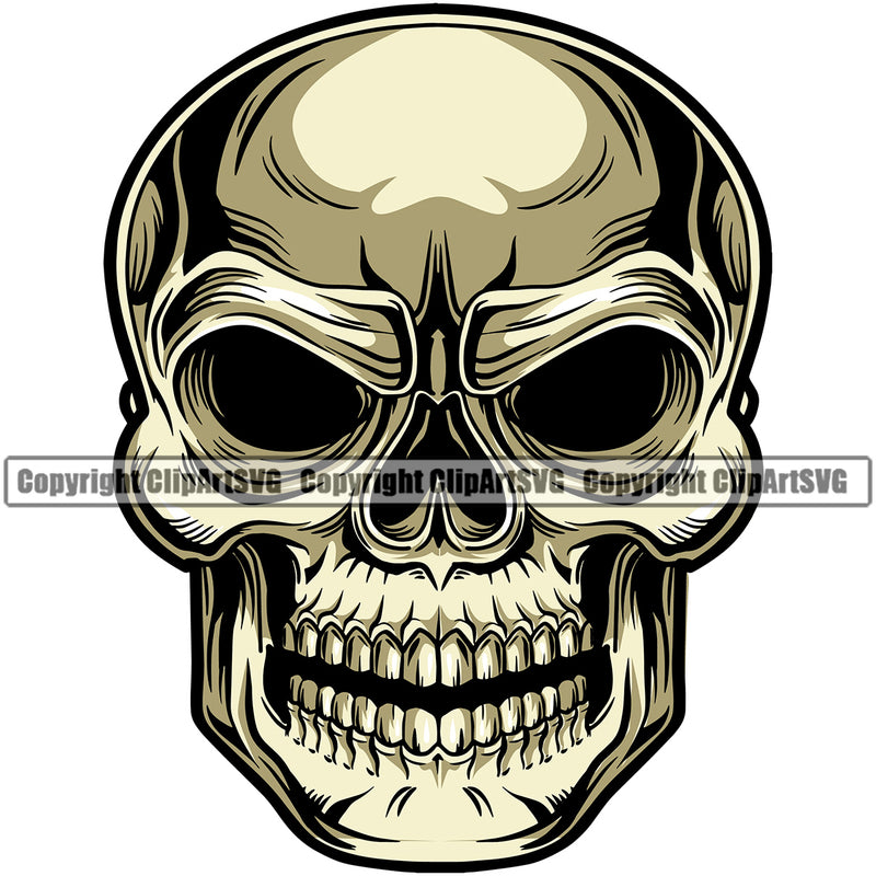 Yellow Color Death Evil Skull Horror Skeleton Horror Tattoo  Scary Death Halloween Grunge Gothic Spooky Face Logo Vector Clipart SVG