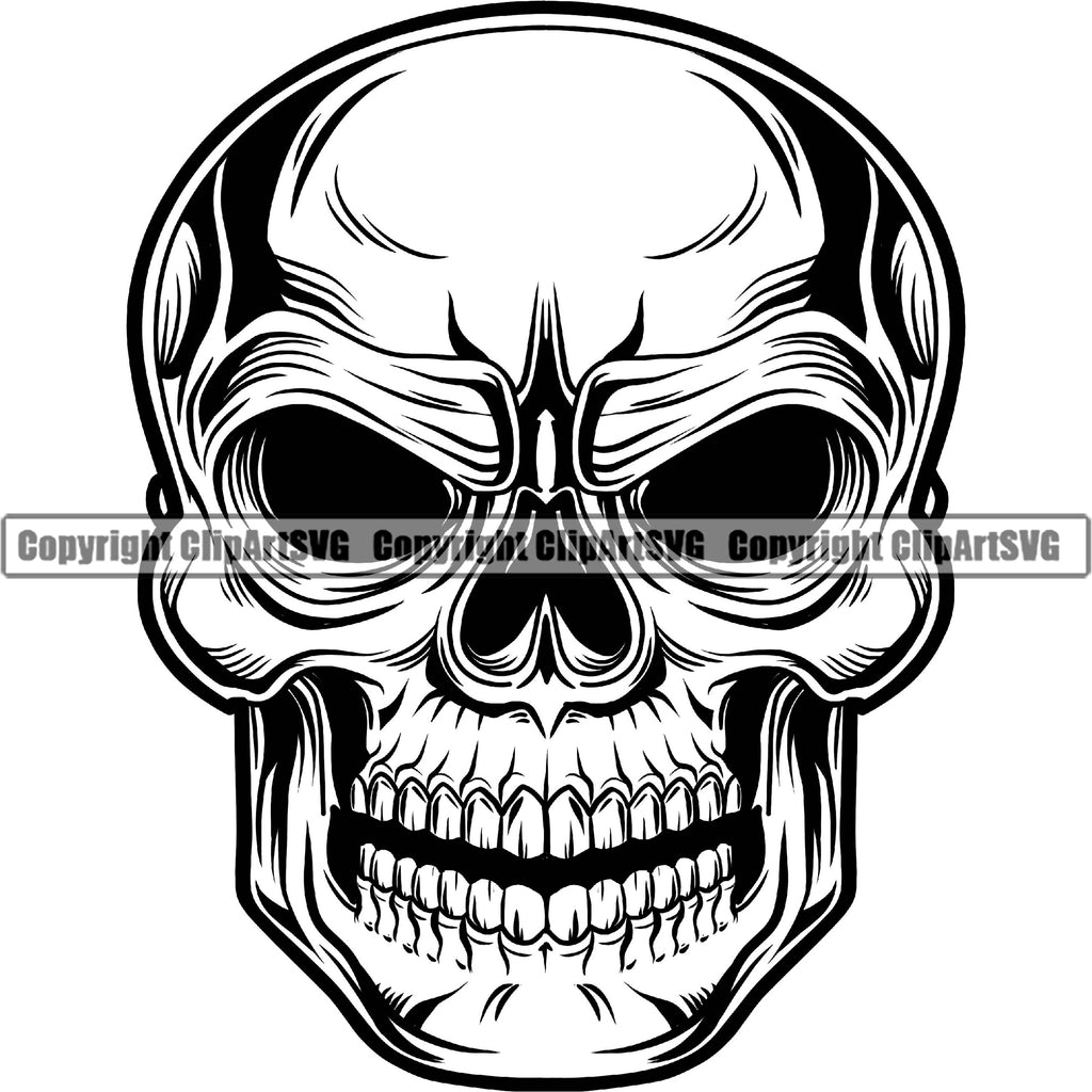 angry skull tattoo