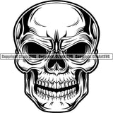 Angry Face Skull Head Death Evil Horror Skeleton Scary Head Evil Horror Tattoo Halloween Grunge Gothic Spooky Logo Clipart SVG