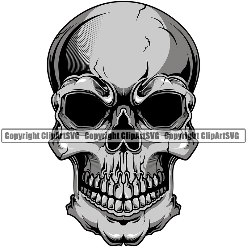 Shadow Color Skull Head Face Scary Skull Head Evil Horror Tattoo Skeleton Grunge Gothic Spooky Logo Clipart SVG