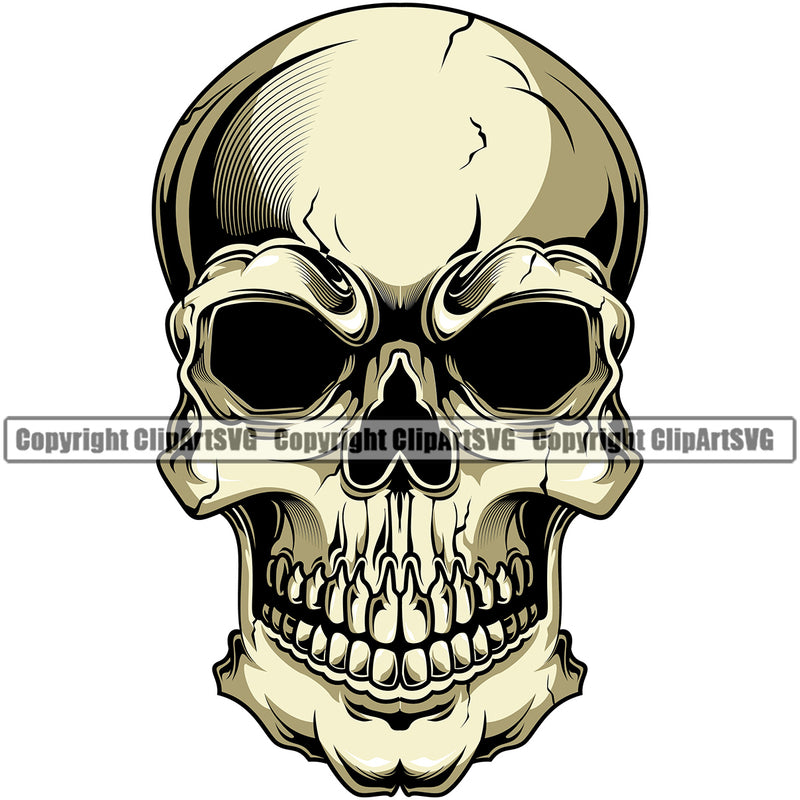 Angry Skull Head Danger Look Death Evil Skull Horror Skeleton Scary Skull Head Death Halloween Grunge Gothic Spooky Logo Clipart SVG