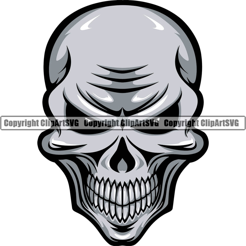 Scary Skull Head Evil White Art Gothic Retro Graphic Front Horror Danger Tattoo Bone Design Element Yellow Logo Clipart SVG