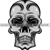 Scary Skull Head Evil Teeth Art Gothic Element Graphic Skeleton Tattoo Tat ClipArt SVG Design Element Grey Logo Clipart SVG