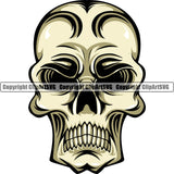 Scary Skull Head Evil Teeth Art Gothic Element Graphic Skeleton Tattoo Tat ClipArt SVG Design Element Yellow Logo Clipart SVG