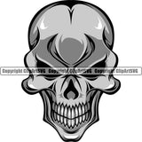 Skull Head Evil White Art Texture Retro Vintage Front Horror Style Tattoo Bone Vector ClipArt SVG