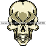 Skull Head Evil White Art Gothic Retro Graphic Front Horror Danger Tattoo Bone Vector ClipArt SVG