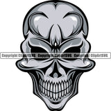 Skull Head Evil Teeth Art Gothic Element Graphic Front Horror Danger Scary Bone Vector ClipArt SVG