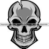 Skull Head Evil Teeth Dead Gothic Texture Graphic Vintage Horror Face Scary Bone Print ClipArt SVG