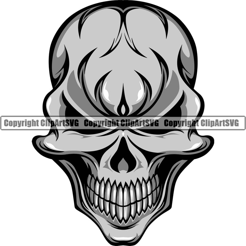 Scary Skull Wild Crazy Insane Devil Dead Head Death Evil Kill Killer Tattoo Bone Satan Design Artist Art Yellow Logo Clipart SVG