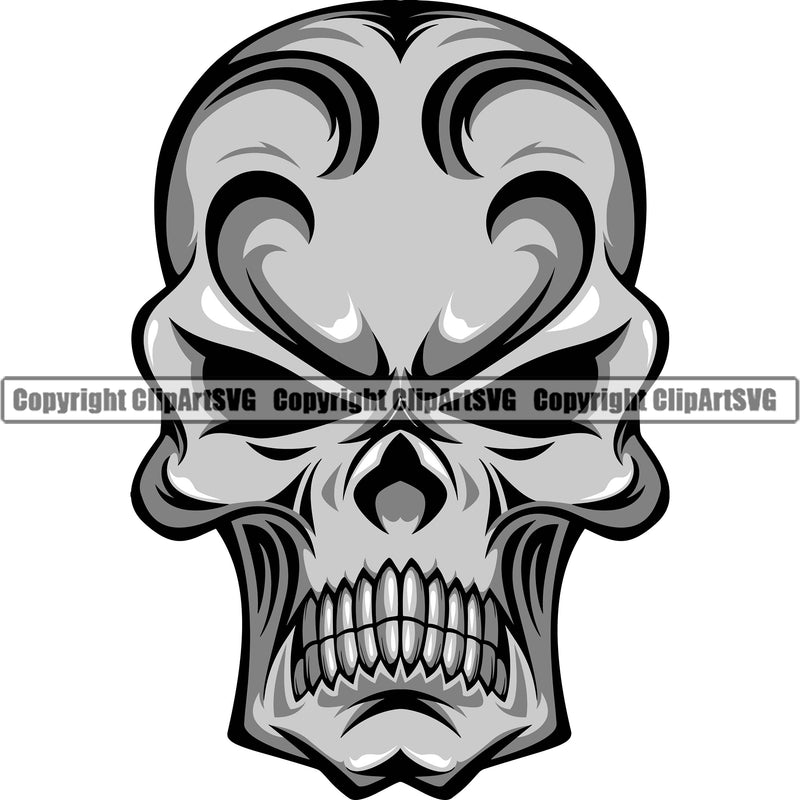 Scary Skull Grinning Death Evil Grin Kill Killer Tattoo Human Head Skeleton Bone Vintage Design yellow Logo Clipart SVG