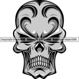 Scary Skull Grinning Death Evil Grin Kill Killer Tattoo Human Head Skeleton Bone Vintage Design yellow Logo Clipart SVG