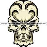 Scary Skull Head Evil Teeth Art Gothic Element Graphic Front Horror Danger Taattoo Tat Design Element Yellow Logo Clipart SVG