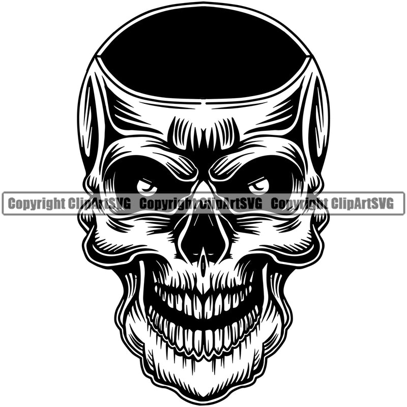 Empty Black Skull Head Evil Death Horror Skeleton Scary Head Tattoo Halloween Grunge Gothic Spooky Logo Clipart SVG