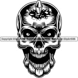 Danger Evil Horror Tattoo Skeleton Scary Skull Head Death Halloween Grunge Logo Design Clipart SVG