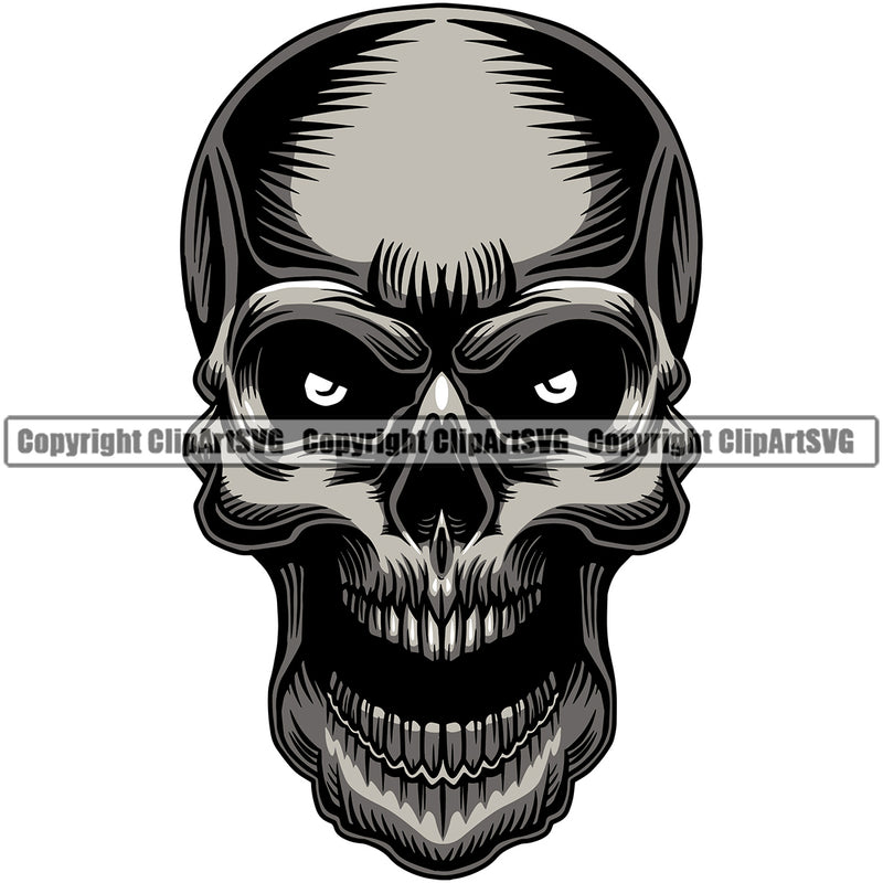 Skeleton Death Evil Skull Logo Horror Skeleton Scary Skull Head Evil Horror Tattoo Skeleton Design Element Clipart SVG