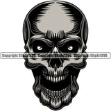 Angry Scary Skull Head Evil Horror Tattoo Skeleton Grunge Gothic Spooky Face Logo Clipart SVG