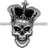 Skeleton Skull Head Crown Evil Horror Tattoo Skeleton Death Halloween Grunge Logo Clipart SVG