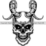 Danger Skeleton Skull With Head Horn Death Halloween Grunge Gothic Spooky Horror Tattoo Skeleton  Face Logo Clipart SVG