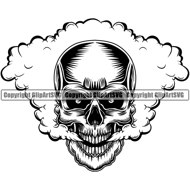 Smoky Cloud Skull Head Evil Death Horror Smoke Grunge Gothic Skeleton Scary Head Tattoo Spooky Halloween Logo Clipart SVG