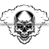 Smoky Cloud Skull Head Evil Death Horror Smoke Grunge Gothic Skeleton Scary Head Tattoo Spooky Halloween Logo Clipart SVG