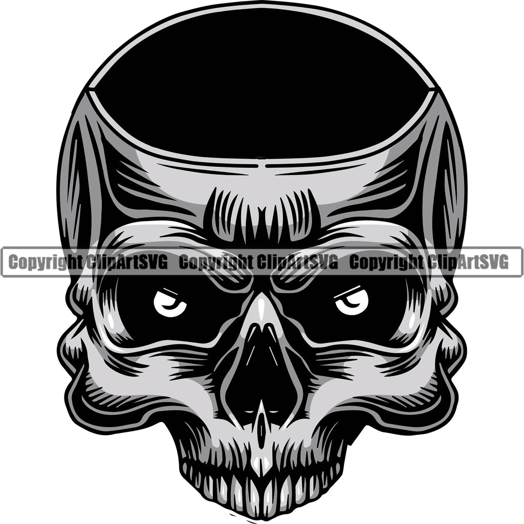 Skull Hole In Head Illustration Cartoon Front Skeleton Medical Decoration Halloween Burn Body Design Death Black ClipArt SVG