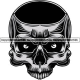 Skull Hole In Head Illustration Cartoon Front Skeleton Medical Decoration Halloween Burn Body Design Death Black ClipArt SVG