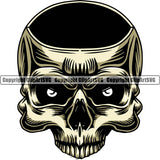 Skull Hole In Head Teeth Cartoon Front Skeleton Decoration Old Smoke Burn Body Design Death Black ClipArt SVG