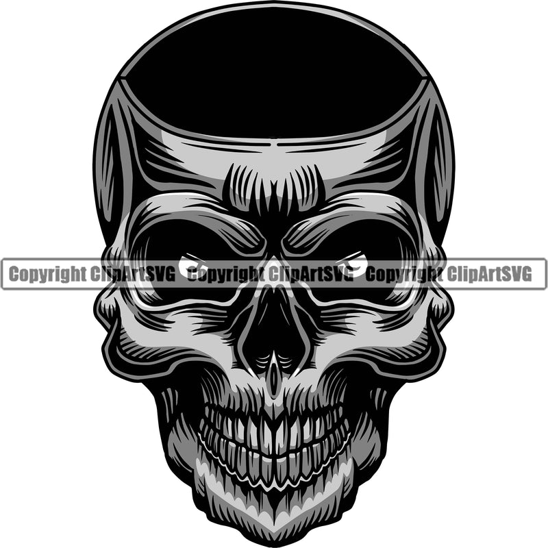 Black Color Scary Skull Head Evil Horror Tattoo Skeleton Skull Face Death Evil Logo Clipart SVG