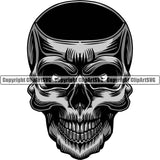 Black Color Scary Skull Head Evil Horror Tattoo Skeleton Skull Face Death Evil Logo Clipart SVG