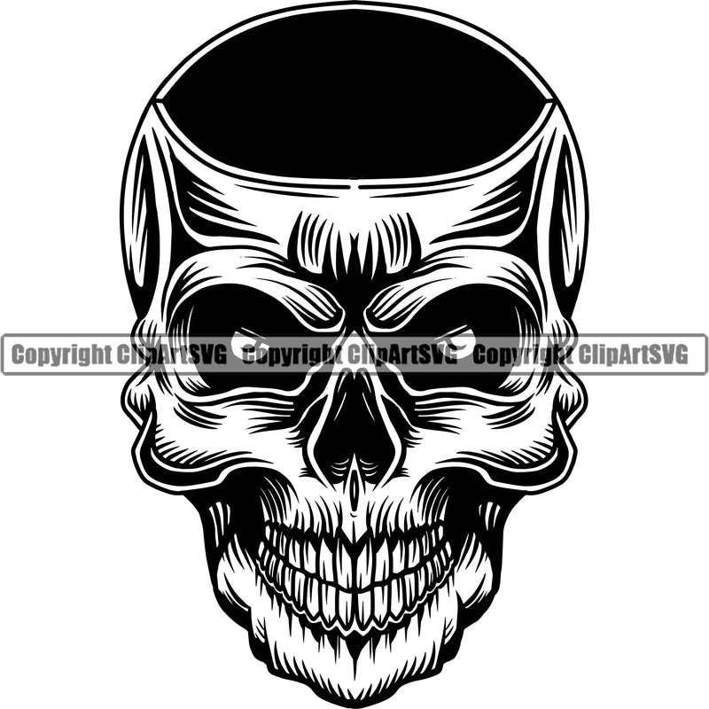 Hole Eyes Skull Head  Scary Skull Head Evil Horror Tattoo Skeleton Death Halloween Grunge Gothic Logo Clipart SVG