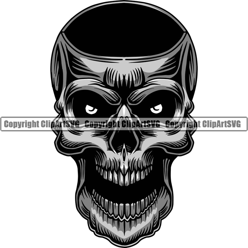 Empty Black Skull Head Evil Death Open Mouth Jaw Horror Skeleton Scary Head Tattoo Halloween Grunge Gothic Spooky Logo Clipart SVG