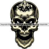 Yellow Color Danger Bullet Eyes Death Halloween Grunge Horror Tattoo Skeleton Logo Scary Skull Head Clipart SVG