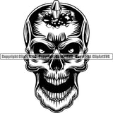 Bullet Eyes Death Evil Skull Horror Skeleton Scary Skull Head Evil Horror Tattoo Skeleton Danger Logo Element Clipart SVG