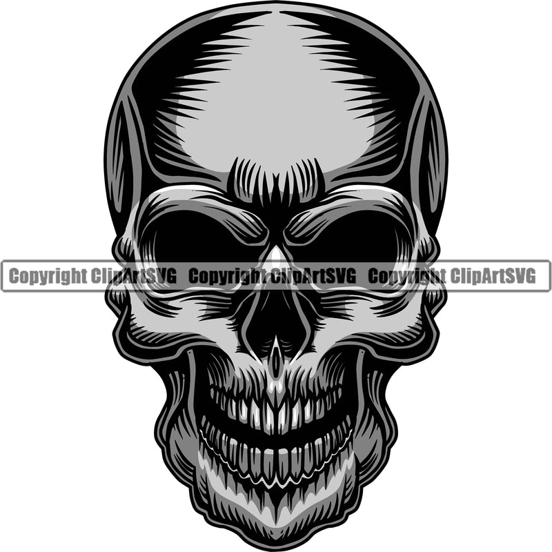 Dark Skull Head Without Eyes Skeleton Scary Horror Evil Death Grunge Gothic Head No Eyeballs Tattoo Spooky Halloween Logo Clipart SVG