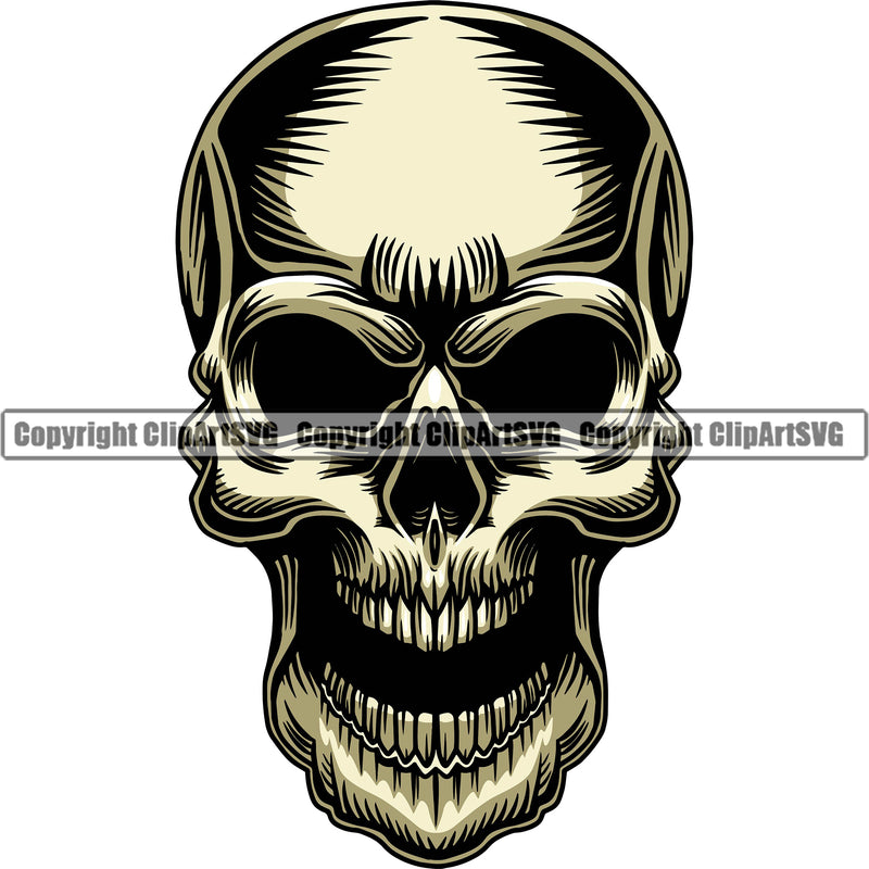 Open Jaw Mouth Skull Head No Eyes Skeleton Scary Horror Grunge Gothic Head Without Eyeballs Evil Death Tattoo Spooky Halloween Logo Clipart SVG