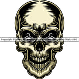Real Eyes And Yellow Color Scary Skull Head Evil Horror Tattoo Skeleton Skull Head Logo Clipart SVG