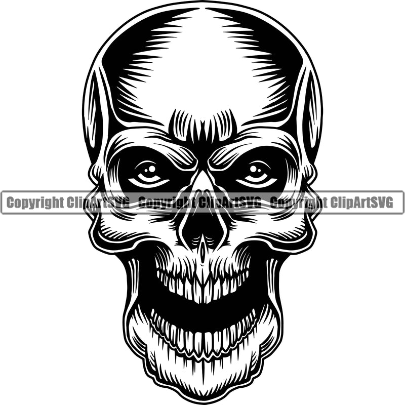 Real Eyes Danger Skull Head Death Halloween Grunge Scary Skull Head Evil Horror Tattoo Skeleton Design Clipart SVG