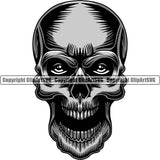 Skull Head With Real Eyes Skull Head Evil Horror Tattoo Skeleton Death Halloween Grunge Logo Clipart SVG