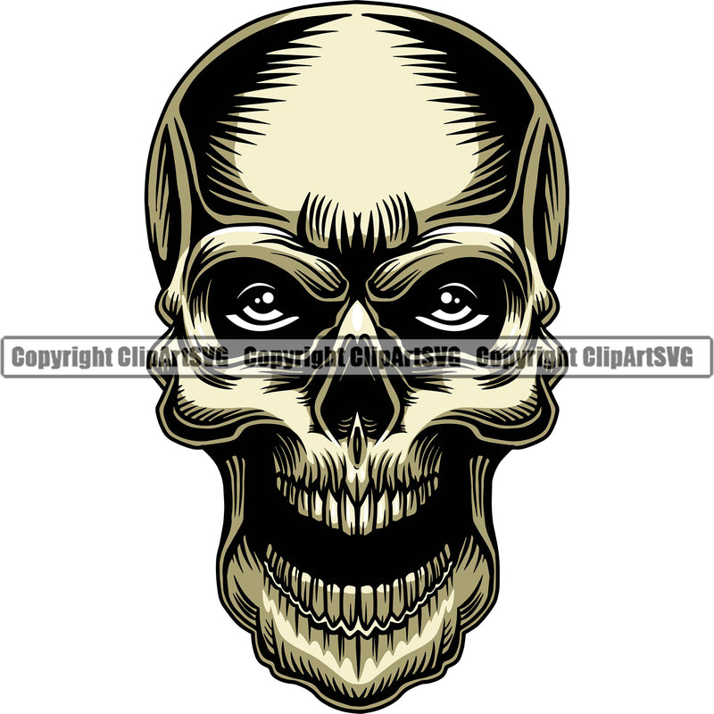 Yellow Color Read Eyes Skull Head Scary Skull Head Evil Horror Tattoo Skeleton  Vector Logo Clipart SVG
