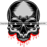 Skull Head Blood Bloody Drip Dripping Teeth Skeleton Front Gothic Scary Spooky Horror Graphic Tattoo Pirate Art ClipArt SVG