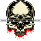 Skull Head Blood Bloody Drip Dripping Evil Skeleton Front Gothic Scary Grunge Horror Graphic Tattoo Sketch Art ClipArt SVG