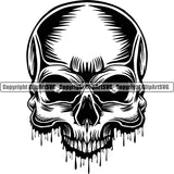 Skull Head Blood Bloody Drip Dripping Evil Skeleton Anatomy Gothic Scary Grunge Horror Element Tattoo Sketch Icon ClipArt SVG