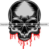 New Blood Dropping Skull Head Evil Horror Tattoo Skeleton Death Halloween Grunge Gothic Vector Clipart SVG