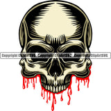 Yellow Color Head Dropping Blood Skull Face Scary Evil Horror Tattoo Skeleton Design Logo Clipart SVG