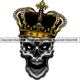 Skull King Crown Head Evil Dark Anatomy Texture Scary Grunge Horror Tattoo Sketch Icon ClipArt SVG