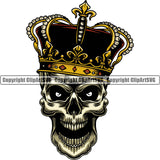 Skull King Crown Head Evil Dark Art Texture Retro Vector Horror Style Tattoo Spooky Icon ClipArt SVG